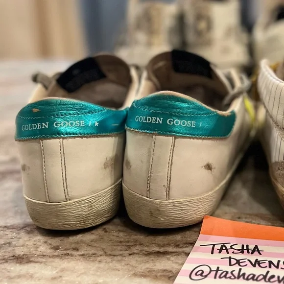Golden Goose Superstars Neon Yellow Fluo Turquoise White 38